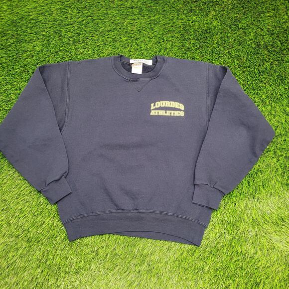 Vintage Lourdes Athletics Sweatshirt Women Medium 19x22 Crop - Picture 1 of 13